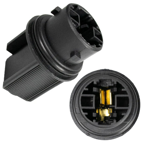 2 Pack Front Turn Signal Bulb Sockets Replaces 224-394-025 For Freightliner Cascadia M2 Columbia Headlight Turn Signal Socket Fits 4157NA 3157NA Bulbs, black plastic and metal