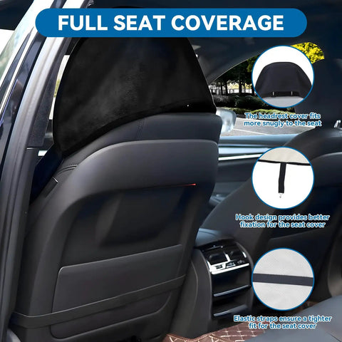 Side view of car interior with Waterproof Towel Car Seat Cover Sweat-Wicking Front Seat Protector showing fit and features