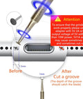 Damaged Small Screw Removal Kit For Phones And iPhones demonstration with broken screw extractor and adapter instructions
