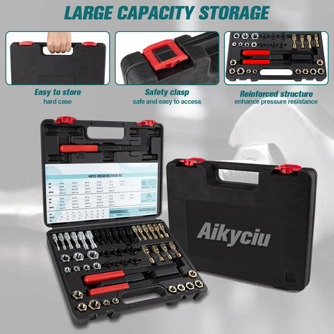 Workhorse 49-Piece Thread Chaser Set With UNC UNF And Metric Taps Dies And Files Color Coded in open and closed case