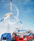 2 In 1 Wind Turbine And Platform Trailer Playset featuring a wind-up turbine model and a movable flatbed trailer, battery-free STEM kit.