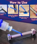 Applying blue medium strength thread locker to bolt for secure fastening