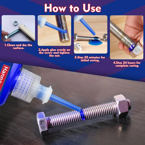 Applying blue medium strength thread locker to bolt for secure fastening