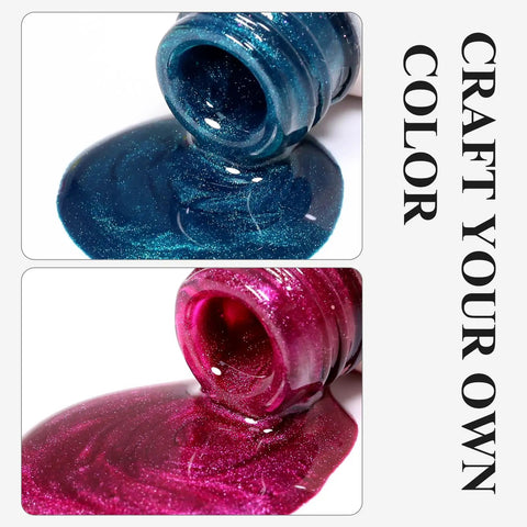 Two Color Cat Eye Magnetic Gel Polish Set 10ml Each In Deep Teal Blue And Fuchsia Rose Red HEMA Free Metallic Shimmer Manicure Kit