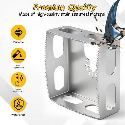 2 Pack Square Slot Cutter For Oscillating Multi Tool, Quick Clean Drywall Outlet Box Openings For Single Gang Boxes, Pro Grade, Compatible With 20V Dewalt And 18V Milwaukee, Heavy Duty Hardened Steel Construction For Precise Sheetrock Cut In, stainless steel cutter