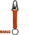 Orange Heavy Duty Paracord Keychain With Carabiner And Enlarged Mouth Clip Braided Key Lanyard For Camping Hiking And Cycling