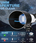 70mm Refractor Telescope For Beginners With 400mm Focal Length, AZ Mount, showing 70mm aperture and clear moon view