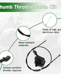 Thumb Throttle Cable Kit with wear-resistant materials and aluminum alloy construction for sensitive throttle response.