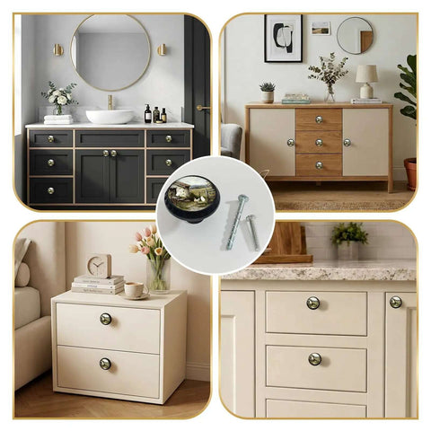Four Pack Rustic Farmhouse Chicken Cabinet Knob Set With Acrylic Round Drawer Dresser Knob For Home Kitchen Wardrobe Cupboard