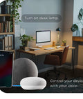 Wi Fi Smart Surge Protector Power Strip Featuring Four Independently Controlled Grounded Outlets Quick Charge Usb Ports Plugging In Is A Breeze Compatible With Alexa And Google Home Fully Adjustable Gray placed in a modern home office.