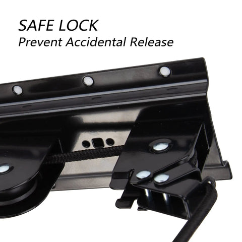 Safe lock mechanism of Dual Pack Ceiling Bike Hoists For Garage Storage, Heavy Duty Bicycle Lift With Safe Lock, Space Saving Bike Hanging Rack For Indoor Use
