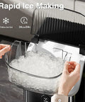 Nugget Ice Maker Countertop Portable Ice Machine With Scoop And Basket 34 Lbs Per 24 Hours Fast Ice Self Cleaning Black