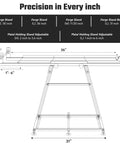 Diagram of Heavy Duty Blacksmith Forge Stand For Single, Double, And Three Burner Kits Heat Resistant Steel 36 Inch dimensions.