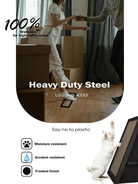 Hardcore Heavy Duty 4X10 Steel Floor Register with a modern faceplate and 400 lb load capacity in a living space.