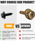 Premium Fifty Piece One Quarter Inch Universal U Nut Clips And Hex Head Bolts comparison, featuring quality vs inferior rusted bolt.