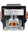 Two Pole 40 Amp 24 VAC Definite Purpose Contactor for AC unit condenser and compressor, showing front view with specifications label.