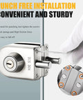 Hella Secure Stainless Steel Glass Door Lock With Double Bolt Build And Sleek Push Slider Mechanism For Eight To Twelve Millimeter Frames Quick Office Install Arrives With Three Sturdy Keys For Ultimate Peace, showing punch-free installation and sturdy design.