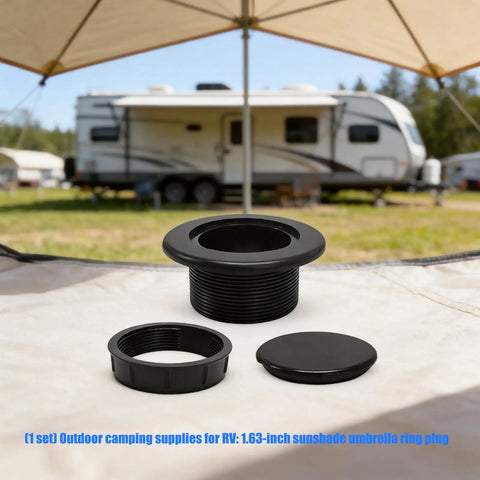 Patio Table Umbrella Hole Plug 1.63 Inch ABS Hole Cover With Removable Cap And Threaded Insert for outdoor use on a table