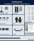 Space Saving Bifold Barn Door 28 Inch by 84 Inch Frosted Glass With Hardware Kit Included showing components and manual