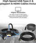 High-Speed USB Type-C and HDMI cables for Thunderbolt 5 USB C Docking Station Bundle supporting 5K resolution.