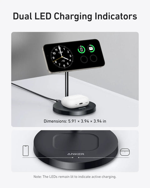 Must Have MagSafe Compatible 15W Fast Charging Stand With MagGo 2 In 1 Wireless Charger Station For iPhone and AirPods Pro with LED indicators