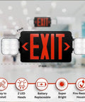 Image of Ultra Bright LED Exit Sign With 90 Minute Battery Backup And Emergency Lights, showing dimensions and features for commercial use.