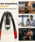 Upgraded Hydraulic Arm Exerciser For Home Gym Chest Workout With Adjustable 10 Gears shown in various workout settings.