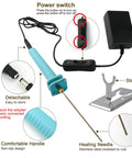 Electric Hot Wire Foam Cutter Pen 10cm for Styrofoam Board showing power switch, detachable wire, and stand for safe use.