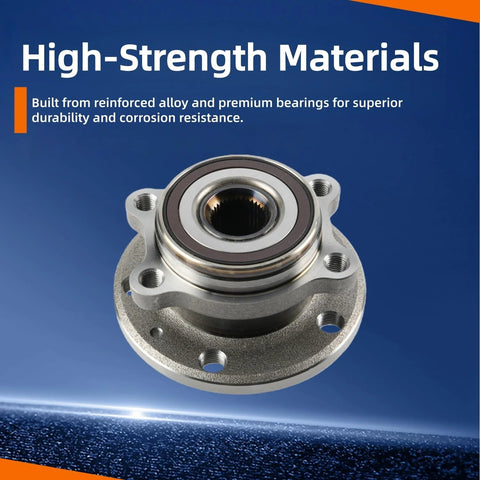 Front Wheel Bearing Hub Assembly Five Lug With ABS Compatible With Audi TT Quattro 2008 2015 A3 2009 2013 Q3 2015 2018 Tiguan 2009 2017 Passat 2006 2010 2012 2019 Jetta 2005 2018 Eos 2007 2016 And More, made from reinforced alloy and premium bearings.