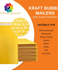 Heavy Duty Kraft Bubble Mailers With Padded Self Seal Design For Secure Shipping 4 By 8 Inch Envelopes showing air bubbles for protection.