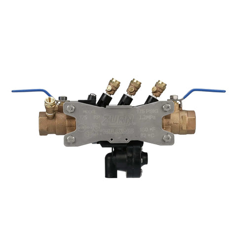 Front view of 1-375 1 Inch Reduced Pressure Principle Backflow Preventer with EZSwap Pressure Vessel and Flush Tool.