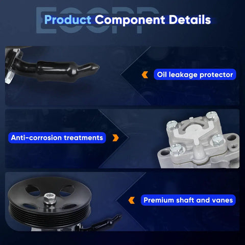 Power Steering Pump For Hyundai Santa Fe 2007-2009 V6 2.7L Direct Fit Replacement details including oil leakage protector