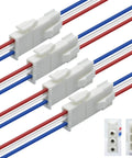 Four Pairs 3 Pin Servo Extension Cables With 20cm Length 22 AWG White PA66 Nylon FL4.14mm Pitch Beefy High Current 8A Connectors