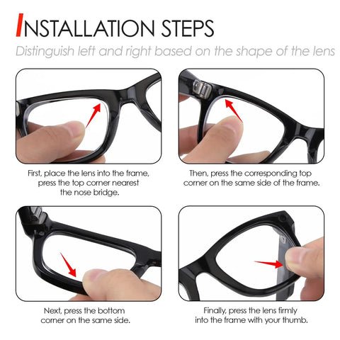 Installation steps for Replacement Lenses For Ray-Ban Meta Wayfarer RW4006 50mm AI Glasses High Intensity Clear Non Polarized Lens