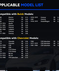 List of compatible car models for the alternator including Buick and Chevrolet models from 1973 to 1982.