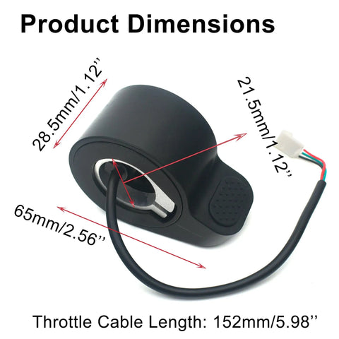 3-Wire Thumb Throttle Replacement for Gotrax GXL V2 and Apex Pro LE XL Hiboy S2 dimensions and cable length