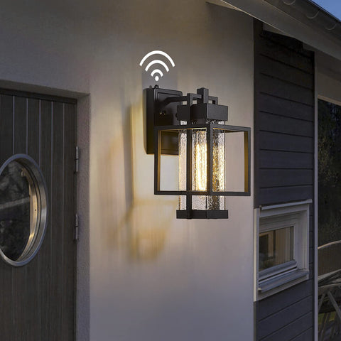 Outdoor Wall Light Fixture With Dusk To Dawn Sensor Waterproof Porch Lights Bubble Glass Exterior Wall Sconce For Front Door Garage And Entryway 2 Pack Set Built To Last No Fuss Easy Install mounted on house wall