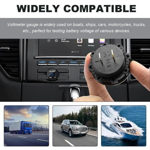 12V 24V DC Volt Meter Gauge With LED Digital Display Waterproof Round Panel Voltage Meter Mini Volt Tester And Battery Monitor Indicator For Car Truck Marine Boat Blue installed in car dashboard