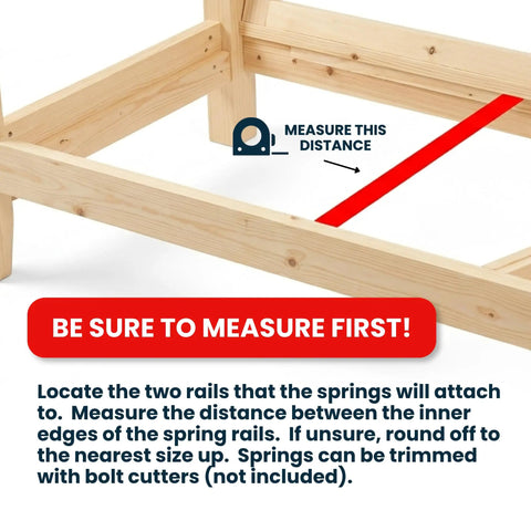 Wooden frame showing where to measure for 4 Pack Couch Sagging Cushion Repair Kit For Recliners And Sofas Heavy Duty Spring Replacement