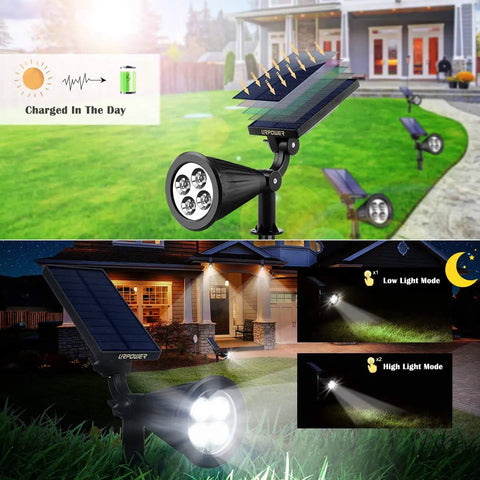 Sun-Powered Outdoor Spotlight Set No-Fuss 2-Pack 2-In-1 Solar Path Lights With Auto On Off Waterproof Garden Lighting