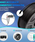Crazy Fast Prints TPU Filament 1.75mm 1kg 95A Flexible Black for Most FDM 3D Printers showing dimensional accuracy of 0.03mm