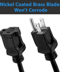 Beefy Heavy Duty Outdoor Extension Cord 50 Foot 12 3 SJTW with Lighted Locking Connector and Nickel Coated Brass Blades