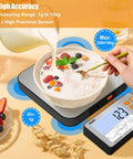 Pro Grade 33 Lb Digital Kitchen Scale With Split Display And Backlit LCD for Home Chefs weighing bowl of cereal