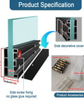 Product specification for Solid As A Rock Silver Aluminum Glass Railing Spigot Clamps showing components and dimensions.