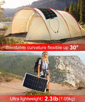Heavy Duty Flexible Solar Panel Kit 1000W Total Power Ten 100W Lightweight Etfe Modules Built Tough For Van Life Rvs And Campers With Easy Peasy Mounting And No Sweat Setup mounted on a tent in nature.