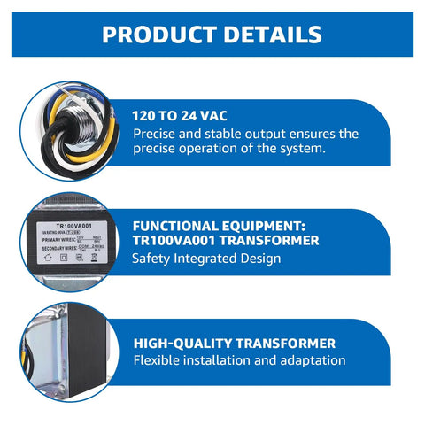 100VA 120V To 24V AC Transformer with Built In Circuit Breaker product details and specifications on safety design and usage