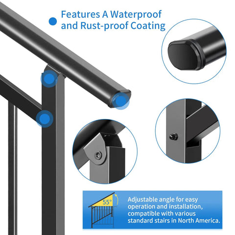 Heavy Duty Two In One Stair Handrail And Horizontal Railing Kit features adjustable angle and waterproof coating