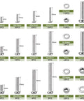 537Pcs Metric Bolts Nuts And Washers Kit M3 M4 M5 M6 Stainless Steel layout with screws and components labeled.