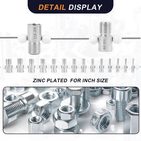 Close-up of Nut And Bolt Thread Gauge Kit with 32 male and female gauges, zinc plated inch sizes, showing detailed markings.
