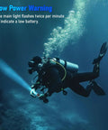 Scuba diver using Scuba Diving Flashlight 3200 Lumen Long Throw Underwater Light 472 Meters Focus Beam Waterproof in ocean depths.